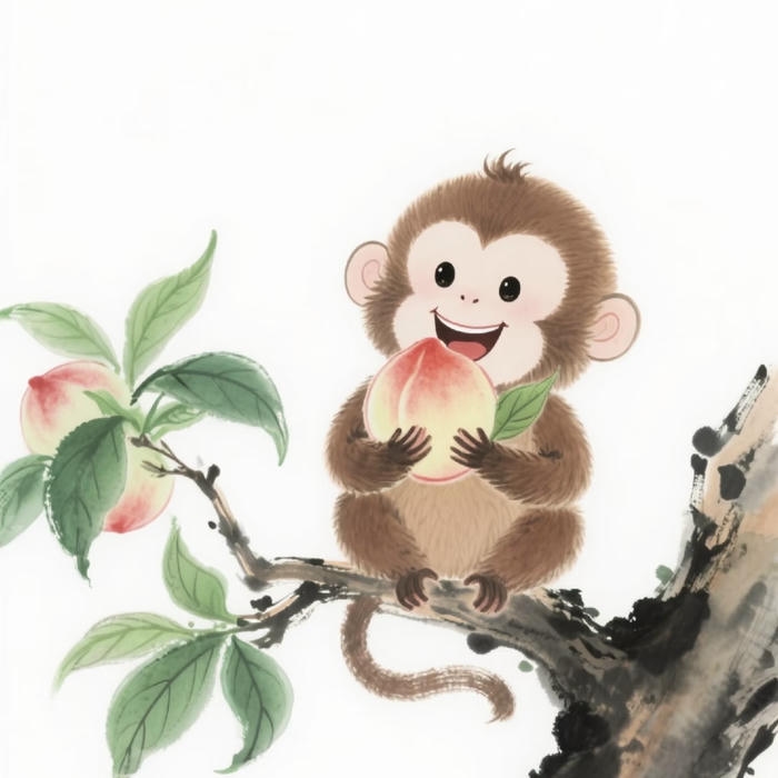 Hình ảnh khỉ chibi thể hiện sự ngây thơ đáng yêu