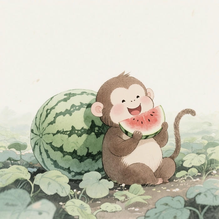 Hình ảnh khỉ chibi với biểu cảm vui nhộn