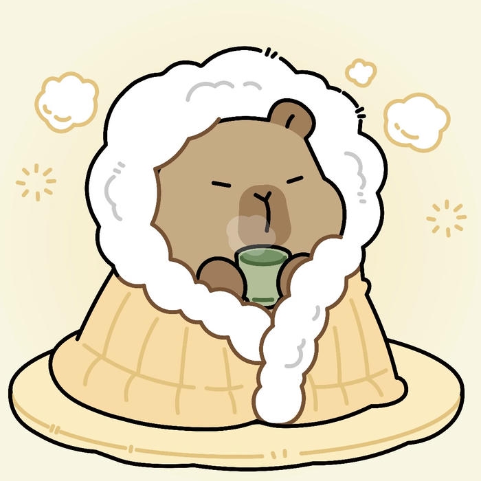 Hình capybara chibi dáng nằm trông rất hiền