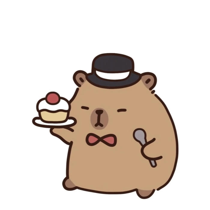 Hình capybara chibi dễ thương dáng ngồi tròn trịa
