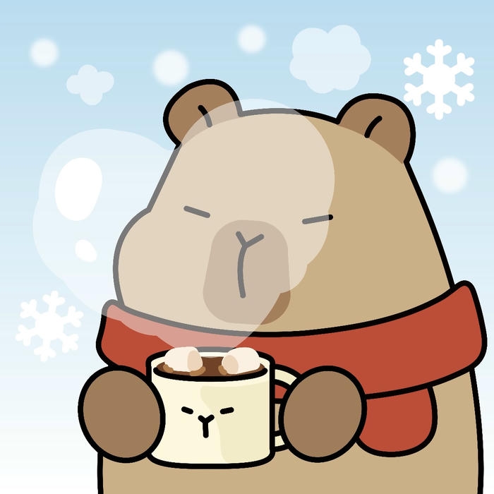 Hình capybara chibi nét vẽ đơn giản mà cưng