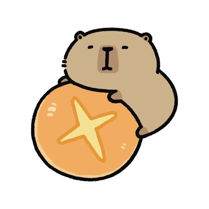 Hình capybara chibi tròn trịa như thú bông