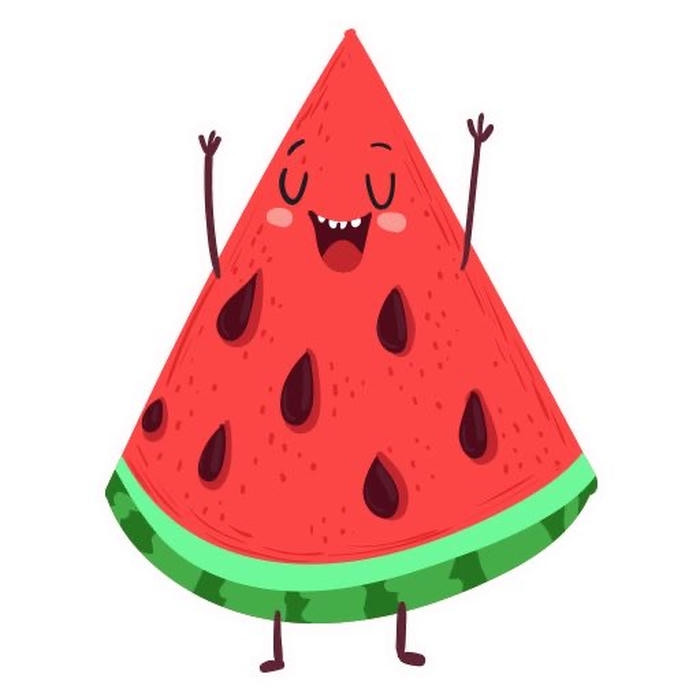 Hình dưa hấu chibi giơ tay tạo dáng đáng yêu
