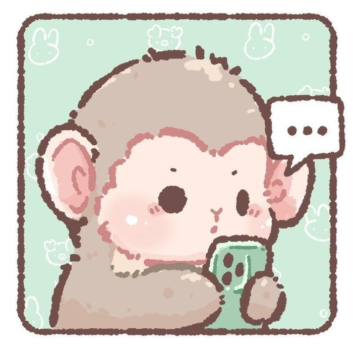 Hình khỉ chibi với phong thái ngây ngô dễ thương