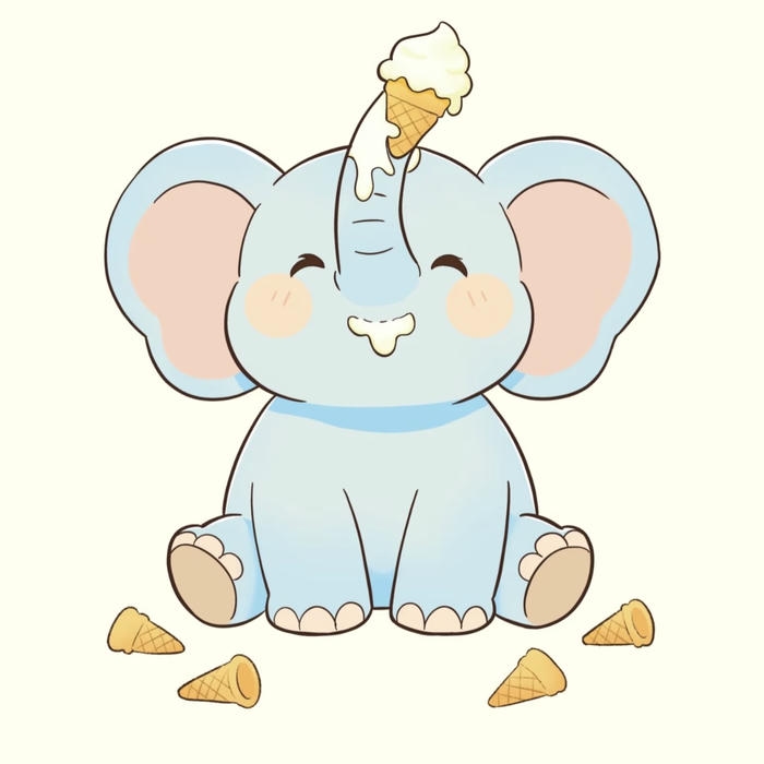 Voi chibi được vẽ theo kiểu làm lòng nhẹ hẳn