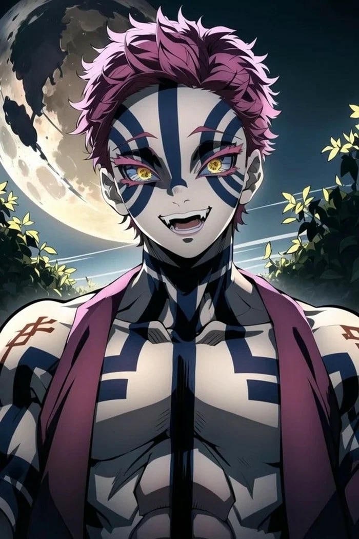 ảnh akaza gương mặt lạnh lùng đặc trưng