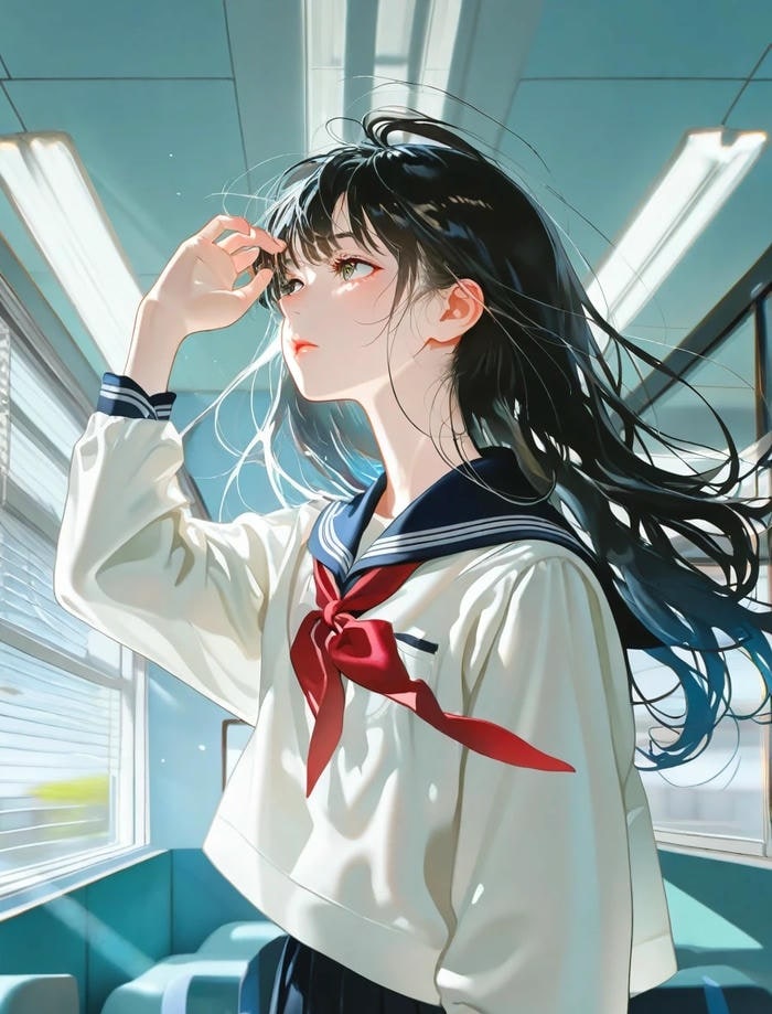 ảnh anime học sinh chụp góc nghiêng