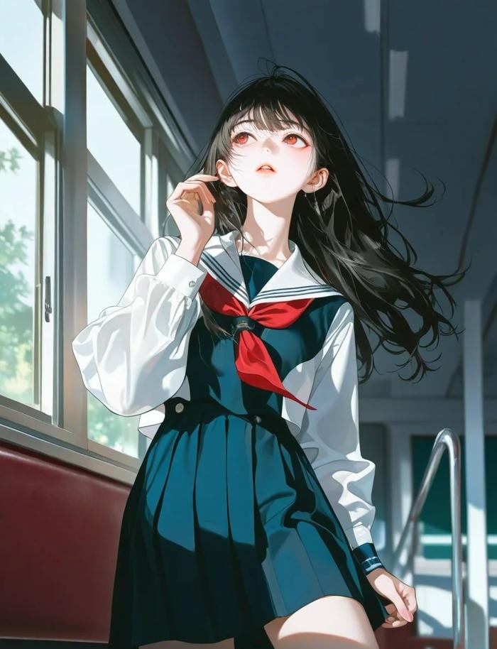 ảnh anime học sinh trong khung cảnh trường học