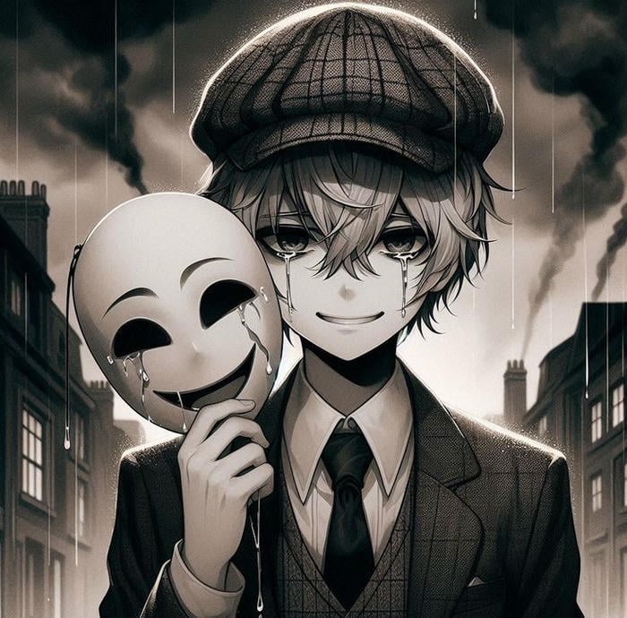 ảnh anime nam buồn ánh nhìn khép kín