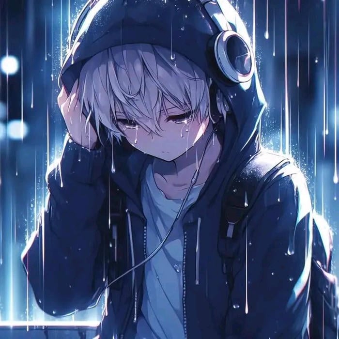 ảnh anime nam buồn dáng ngồi lặng lẽ