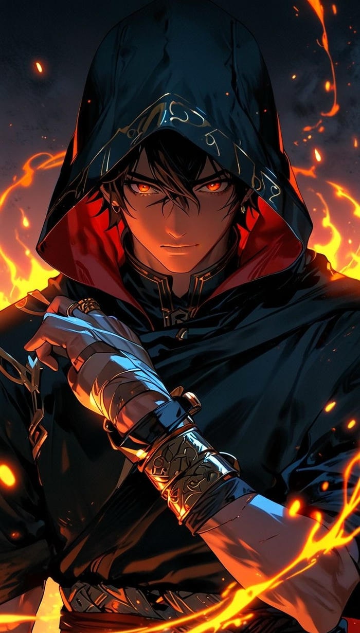 ảnh anime nam ngầu trang phục tối màu