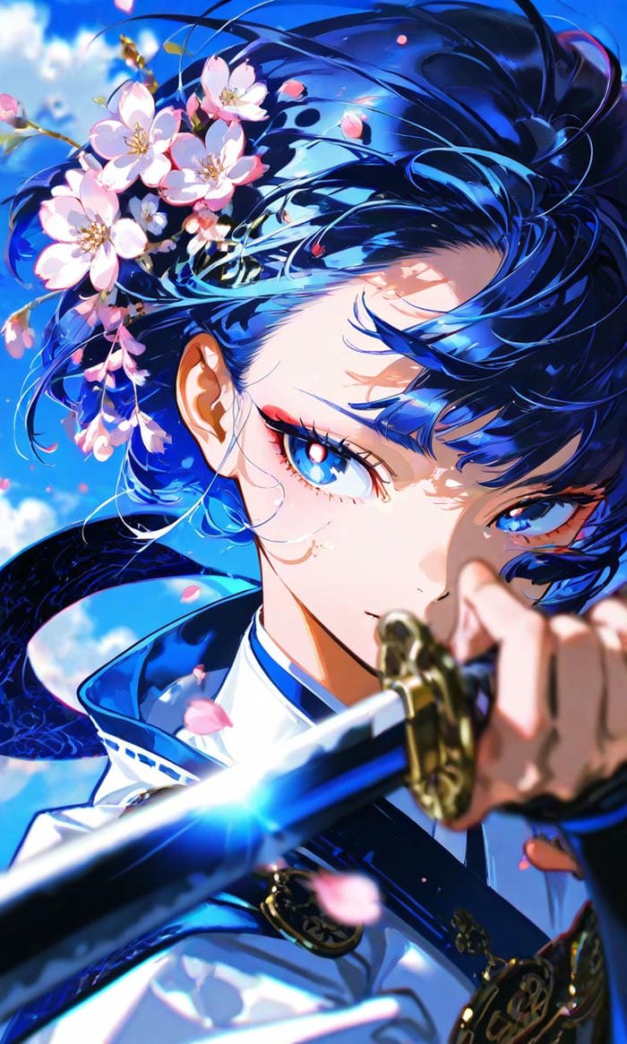 ảnh anime nữ cầm kiếm gương mặt lạnh