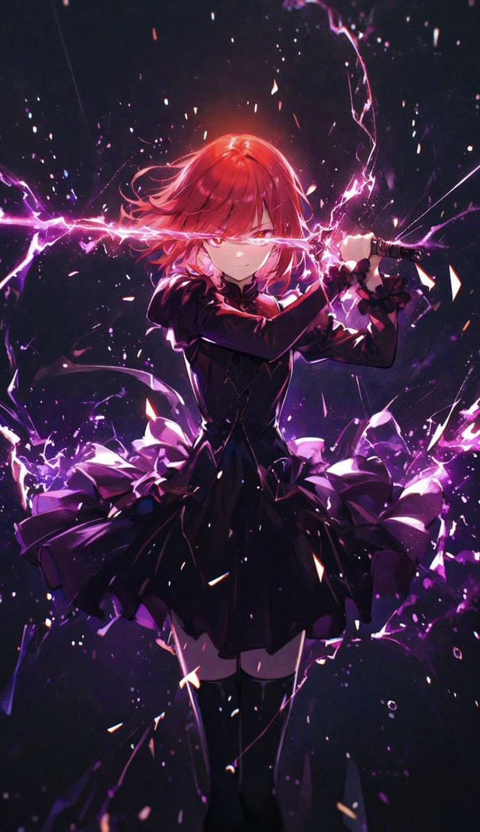 ảnh anime nữ cầm kiếm hình ảnh uy lực