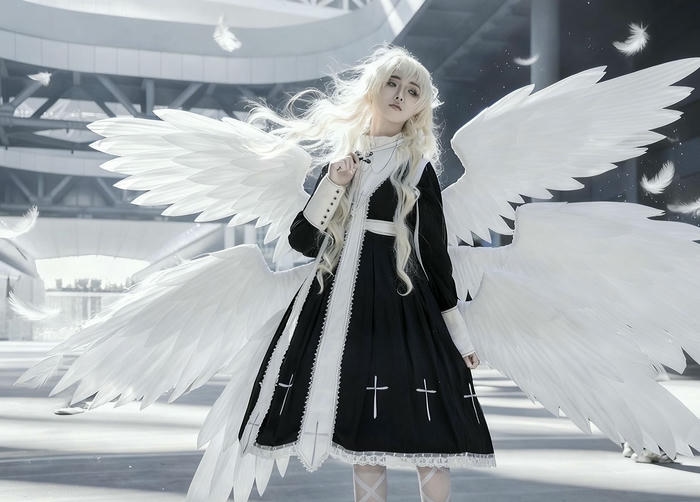 ảnh cosplay thiên thần cánh phủ lông