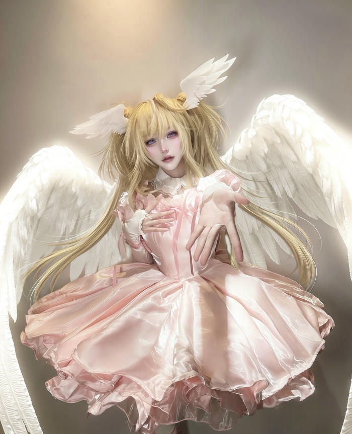 ảnh cosplay thiên thần nền trời hoàng hôn