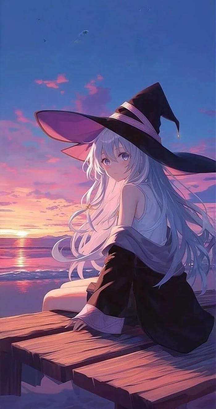 dáng ngồi một mình hình nền anime nữ