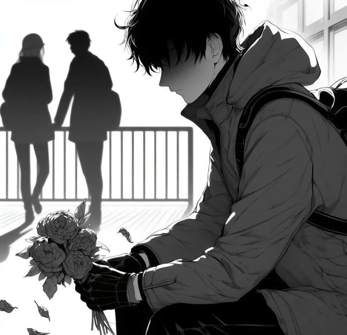 gương mặt mang nét ảnh anime nam buồn