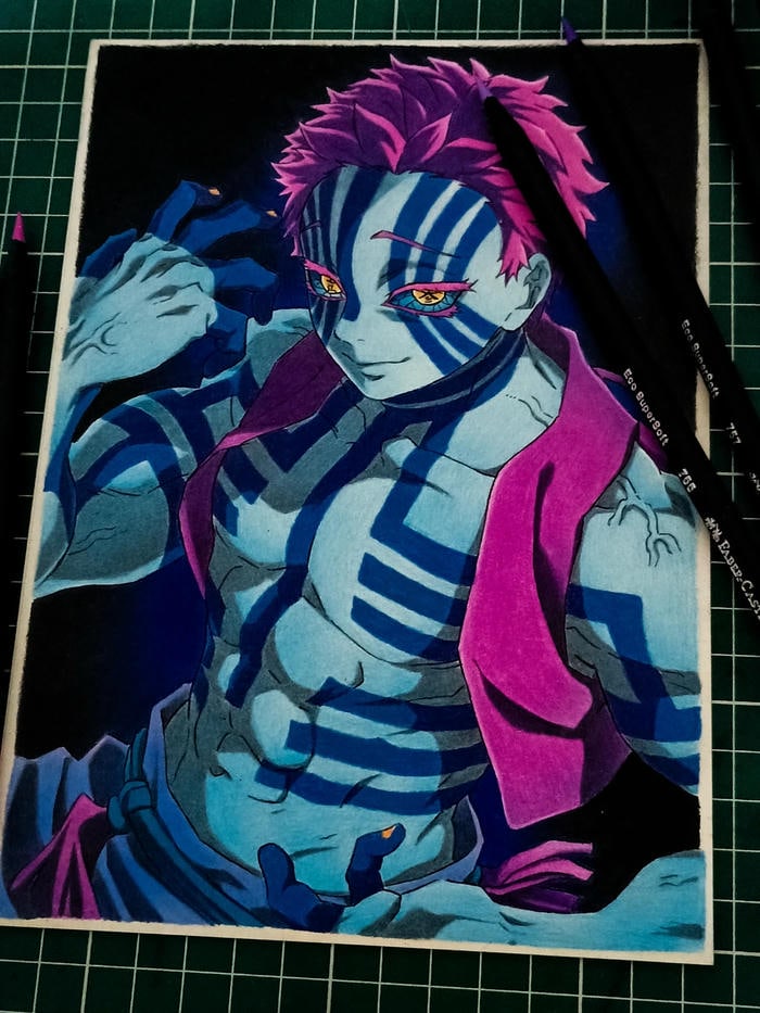 hình ảnh akaza biểu cảm dữ dội nét