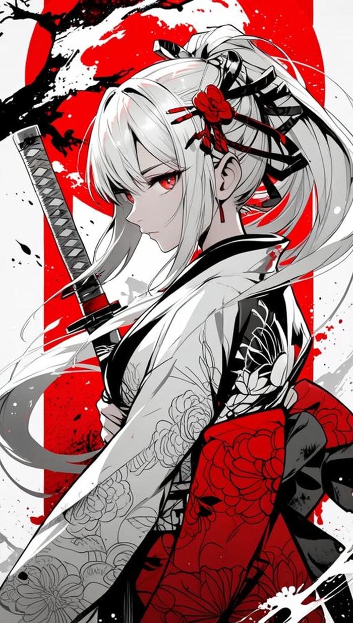 hình ảnh anime nữ cầm kiếm giao tranh