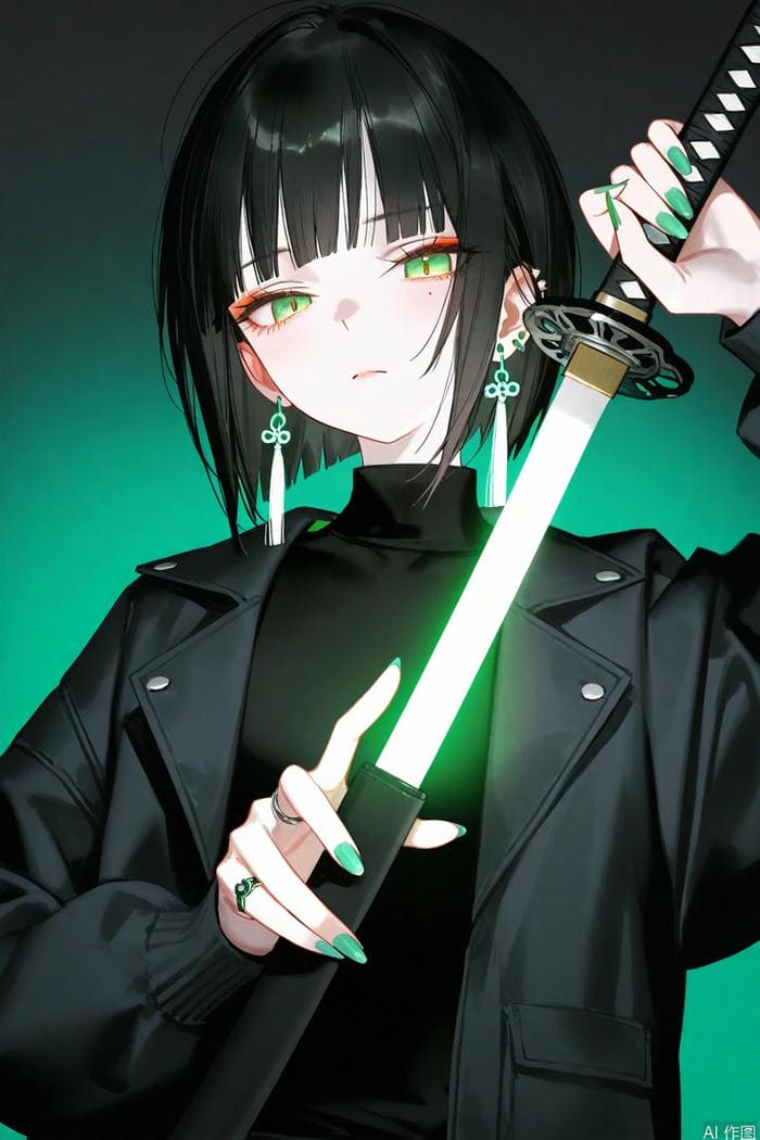 hình ảnh anime nữ cầm kiếm khí thế cao