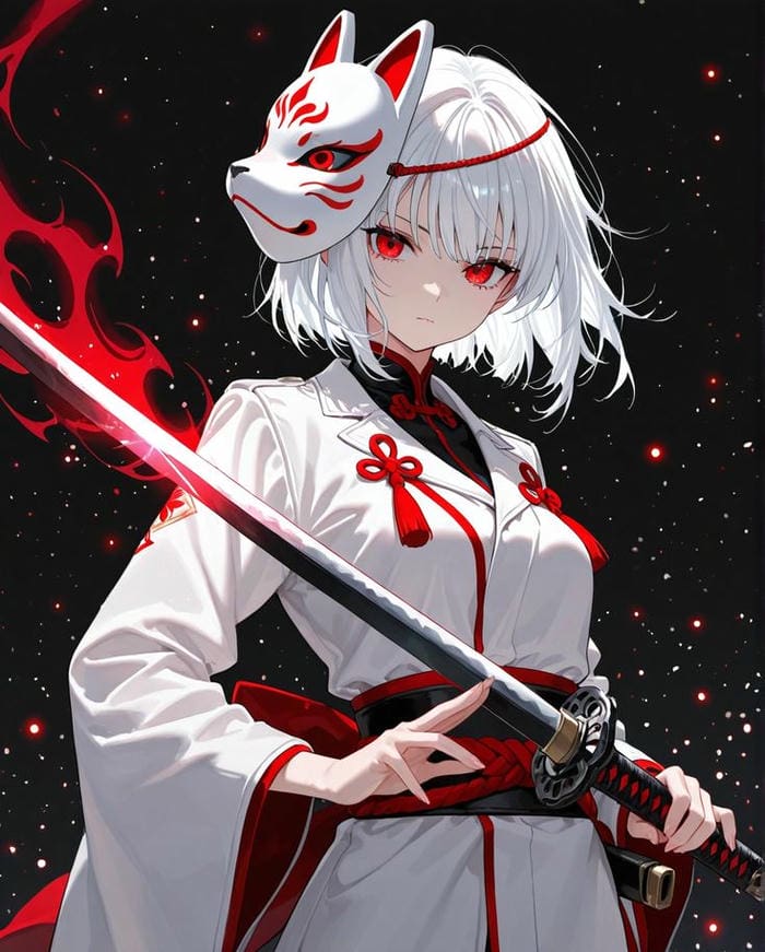 hình ảnh anime nữ cầm kiếm tư thế phòng thủ