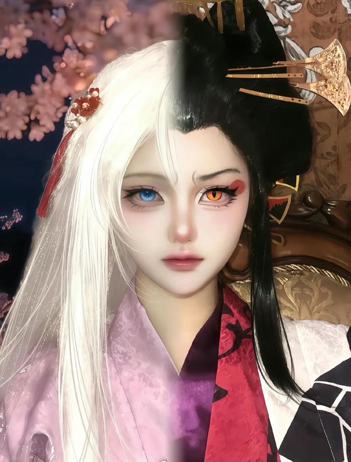 hình ảnh cosplay Daki chi tiết hoa văn