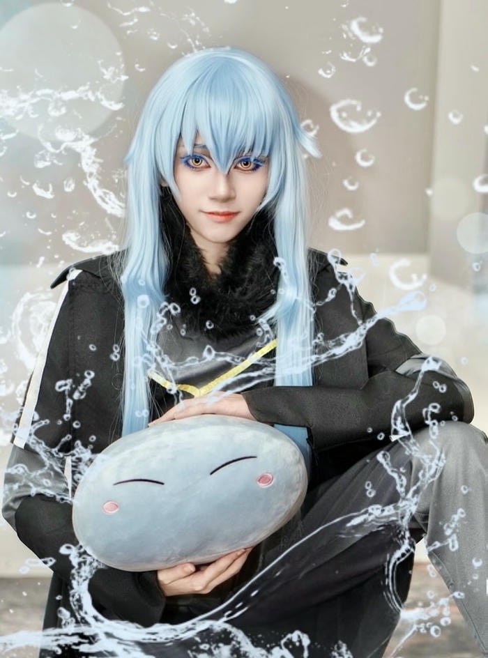 hình cosplay Rimuru nền kiến trúc cổ