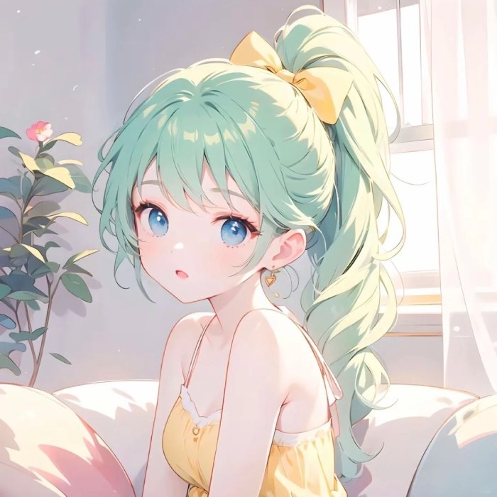 hình nghệ thuật ảnh anime nữ tóc xanh