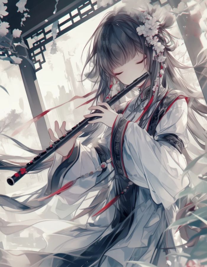 khung cảnh chill ảnh anime nữ cổ trang