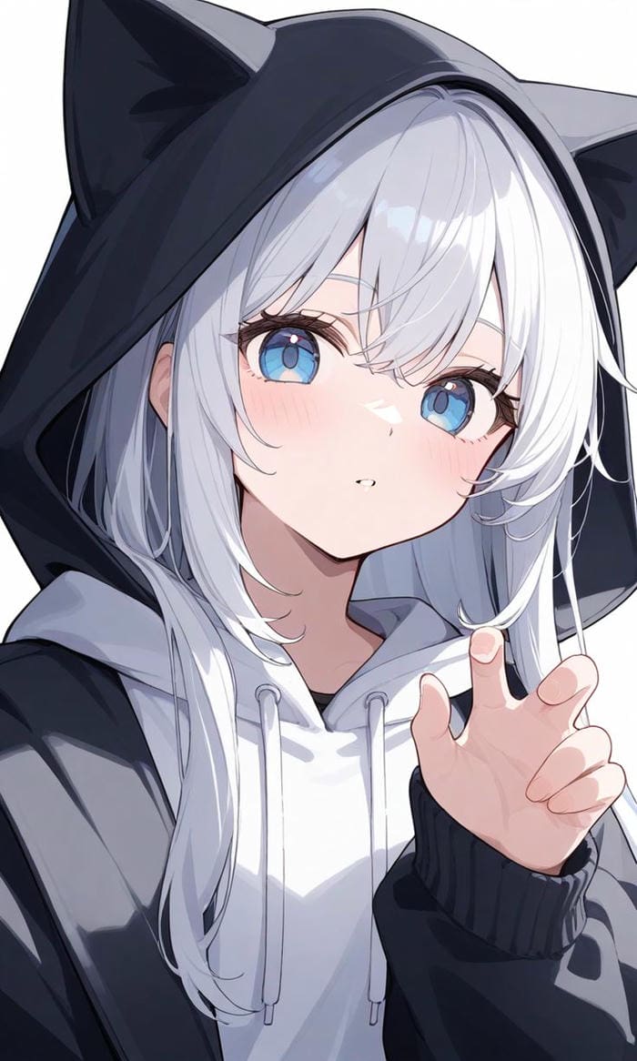 mái tóc dài trắng nhân vật anime nữ