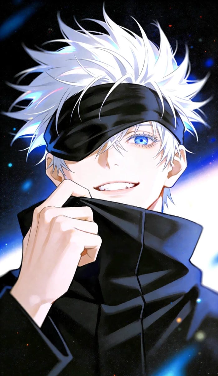 mái tóc trắng trong ảnh gojo satoru anime