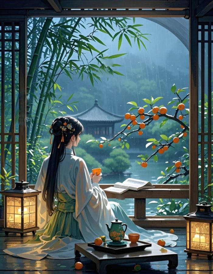 mang chất cổ điển ảnh anime nữ cổ trang nét