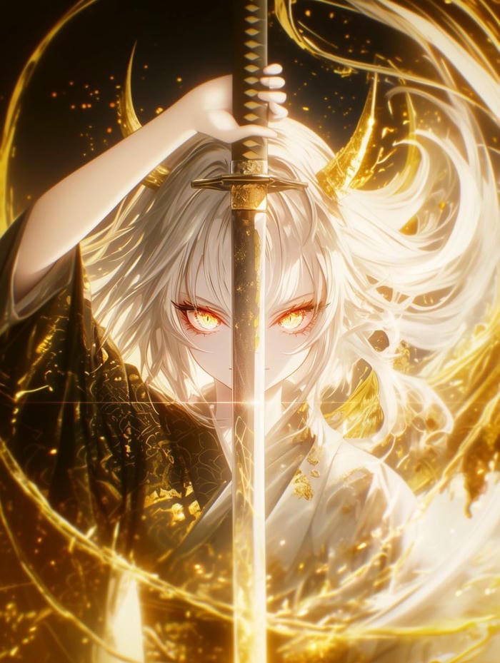 nét lạnh lùng ảnh anime nữ cầm kiếm