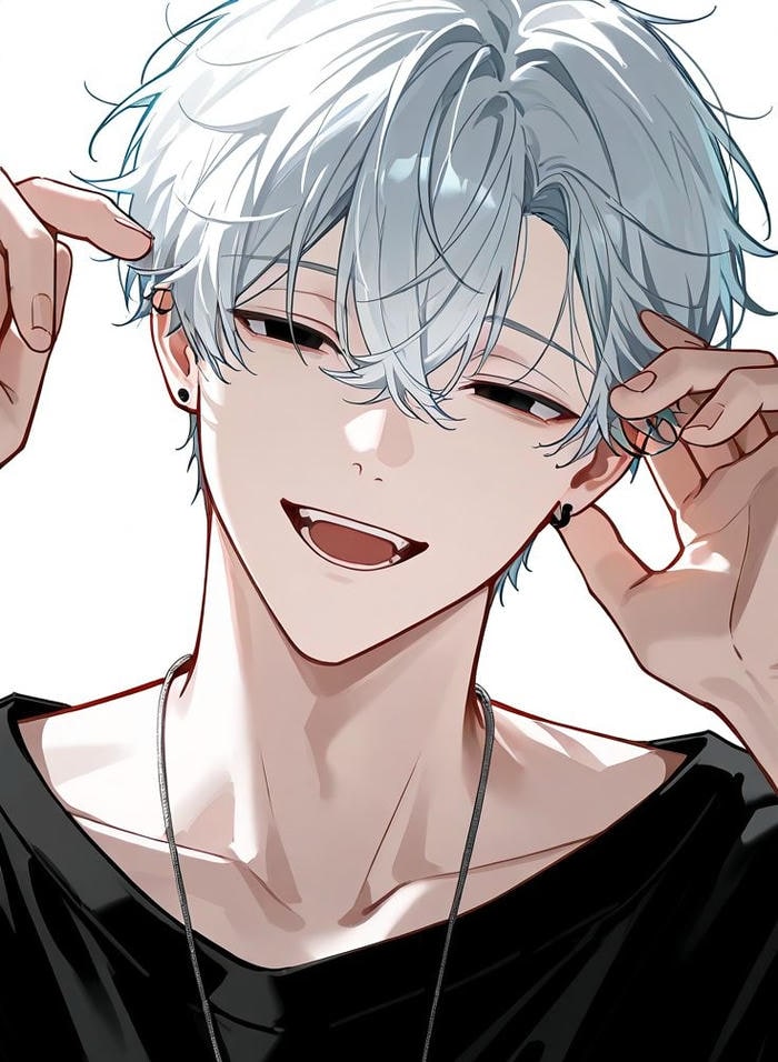 tạo hình mạnh mẽ ảnh anime nam ngầu tóc trắng