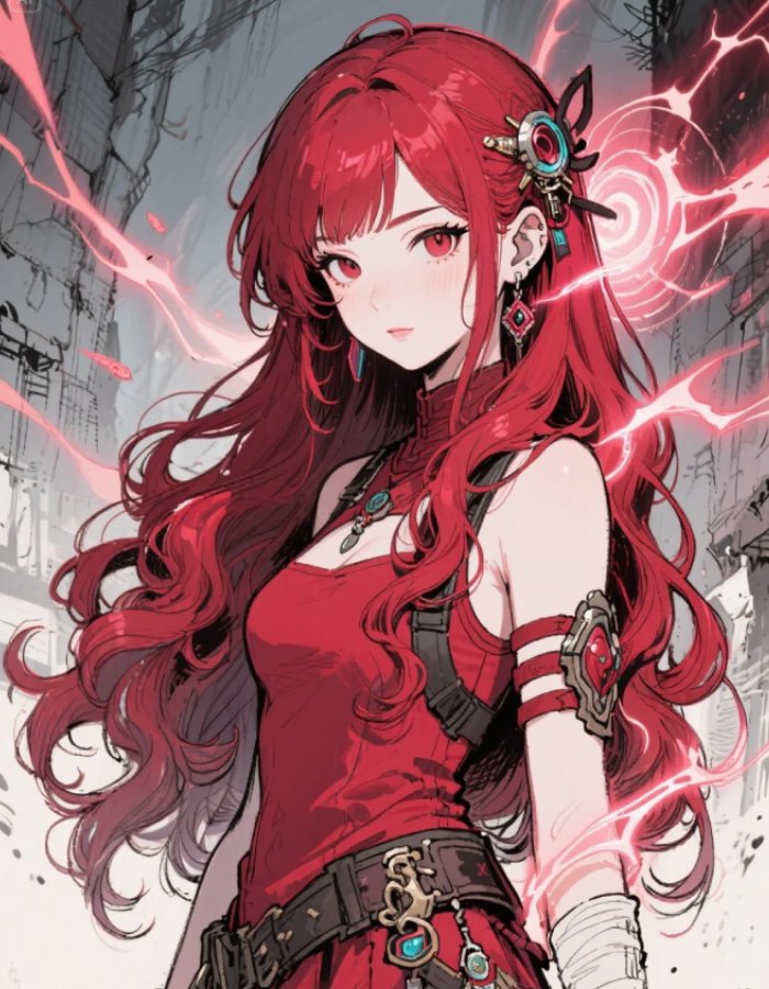 tông đỏ ngầu ảnh anime nữ cho avatar