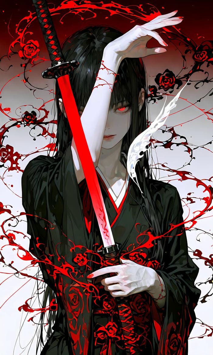 trang phục chiến đấu ảnh anime nữ cầm kiếm