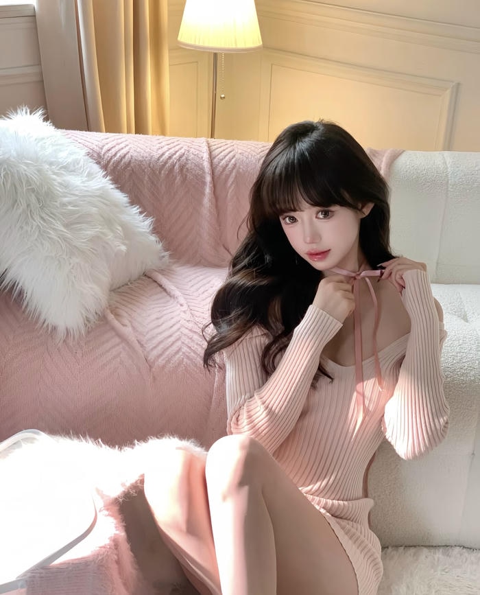 Ảnh gái xinh mặc pinky sắc hồng đào tươi tắn