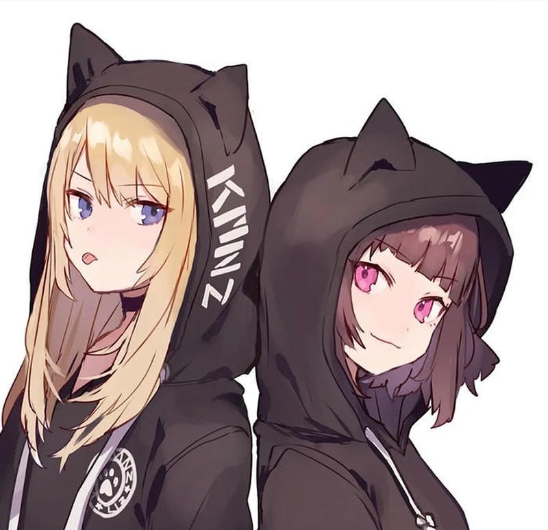 Bạn thân hoạt hình tạo dáng đáng yêu trong anime