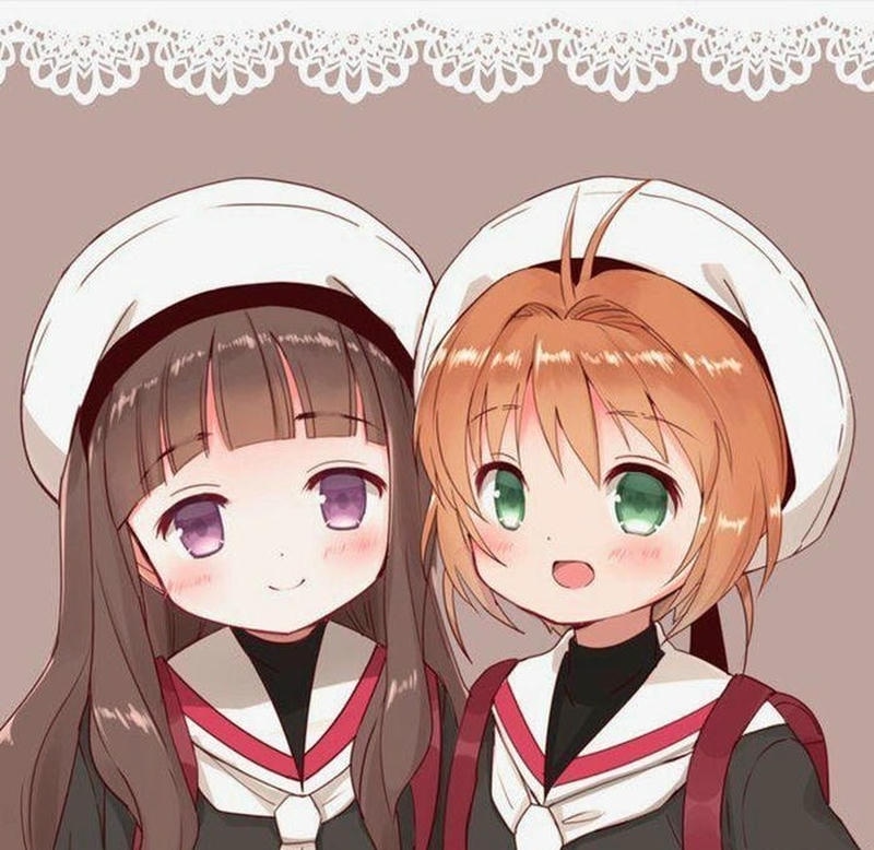 Hai cô gái chibi vui vẻ trong hình ảnh đôi bạn thân cute chibi