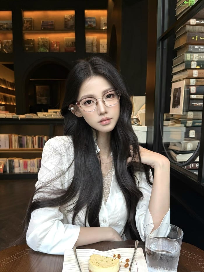 Hình ảnh gái văn phòng dáng ngồi thanh mảnh cuốn hút