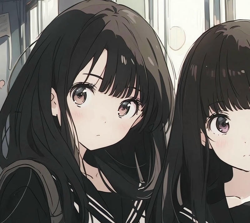 Nhân vật anime tạo dáng dễ thương ảnh đôi bạn thân anime