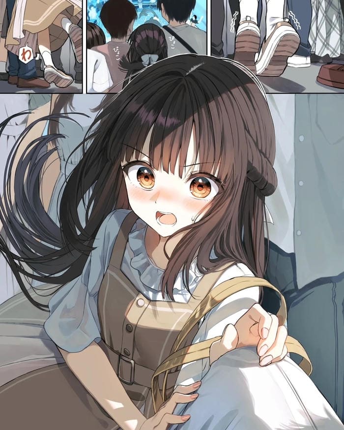 ảnh anime nữ học sinh giữa sân trường rộng