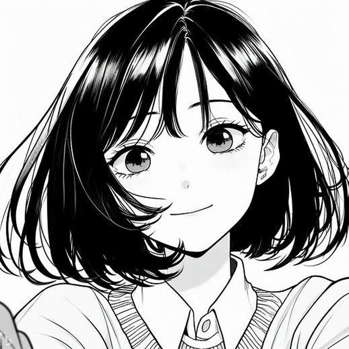 ảnh anime nữ trắng đen bố cục hài hòa