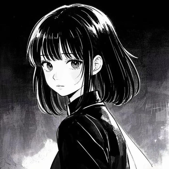 ảnh anime nữ trắng đen tạo cảm giác trầm lắng