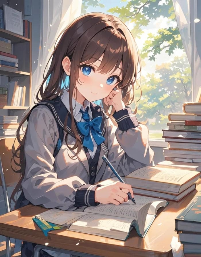 ánh mắt trong veo ảnh anime nữ học sinh