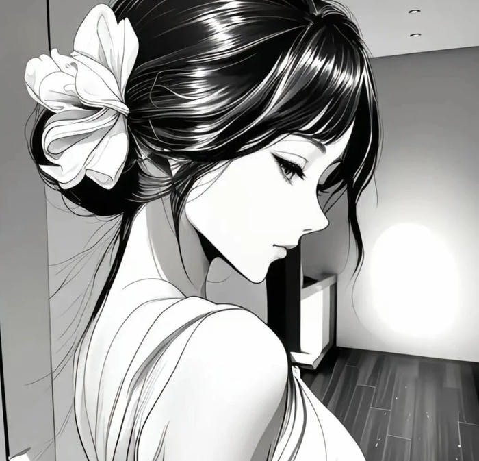 bầu không khí trầm buồn ảnh anime nữ trắng đen