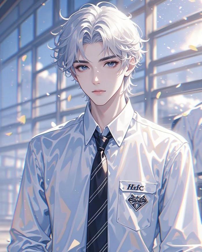 bầu trời xanh làm nền ảnh anime nam học sinh