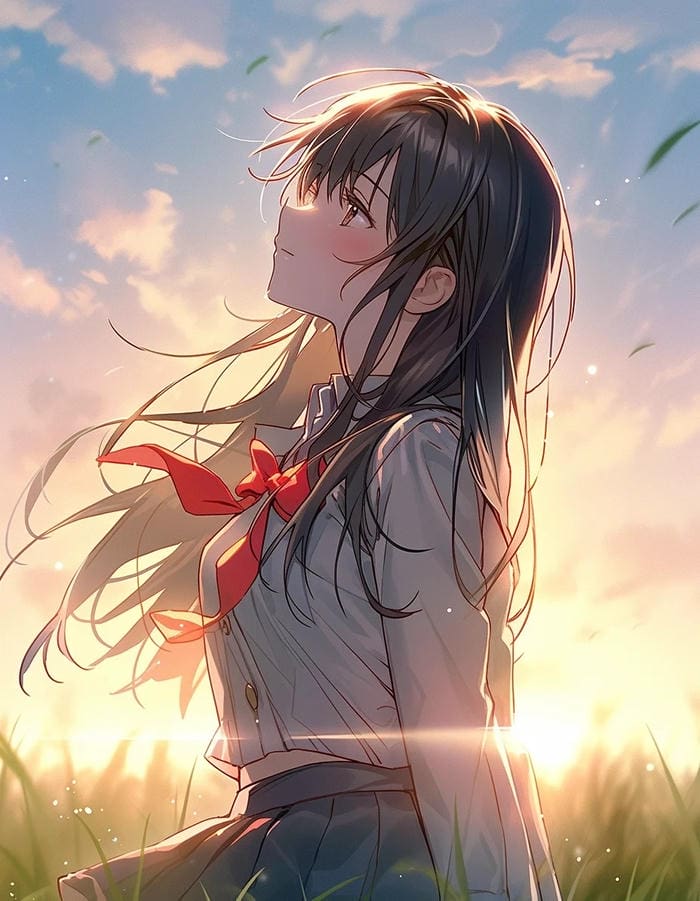 cảm xúc nhẹ nhàng ảnh anime nữ học sinh