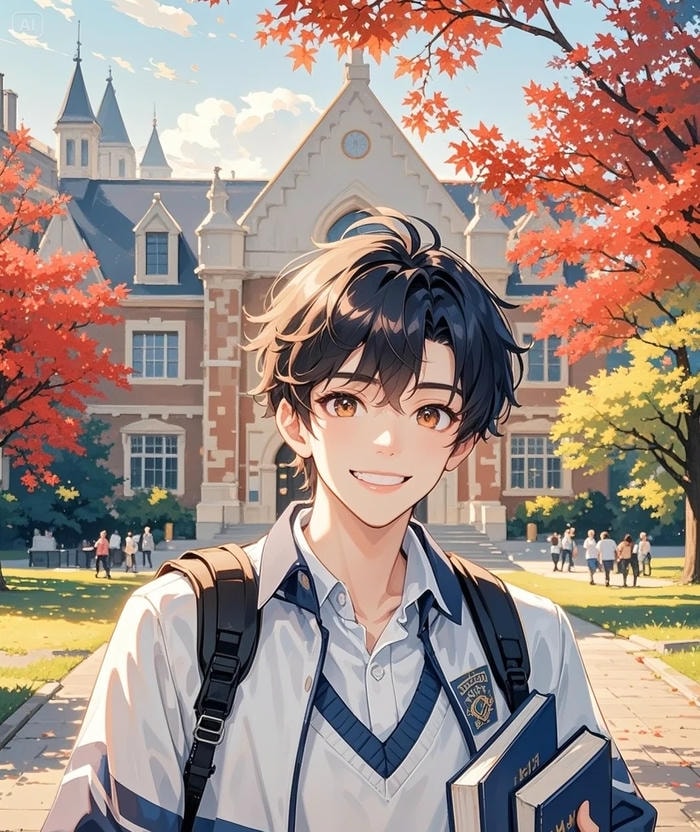 dáng đứng tự tin ảnh anime nam học sinh