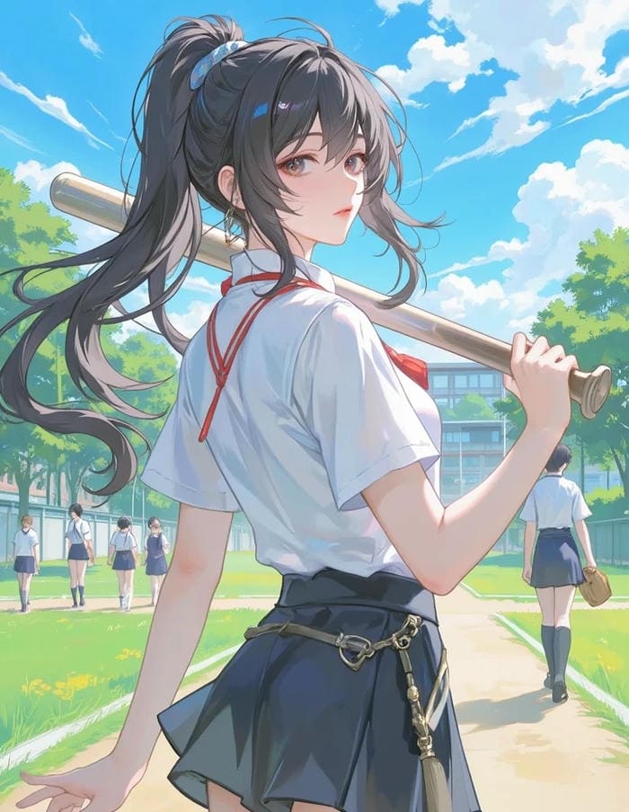 dáng đứng tự tin ảnh anime nữ học sinh